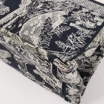 Christian Dior Toile Doo JUY Embroidery Book Large Canvas Tote Bag in Navy Blue