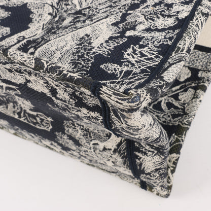Christian Dior Toile Doo JUY Embroidery Book Large Canvas Tote Bag in Navy Blue