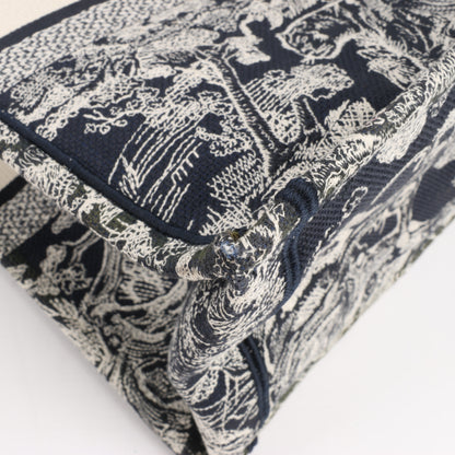 Christian Dior Toile Doo JUY Embroidery Book Large Canvas Tote Bag in Navy Blue