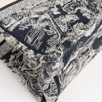 Dior Toile Doo JUY Embroidery Book Large Canvas Tote Bag in Navy Blue