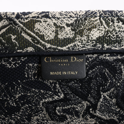 Dior Toile Doo JUY Embroidery Book Large Canvas Tote Bag in Navy Blue
