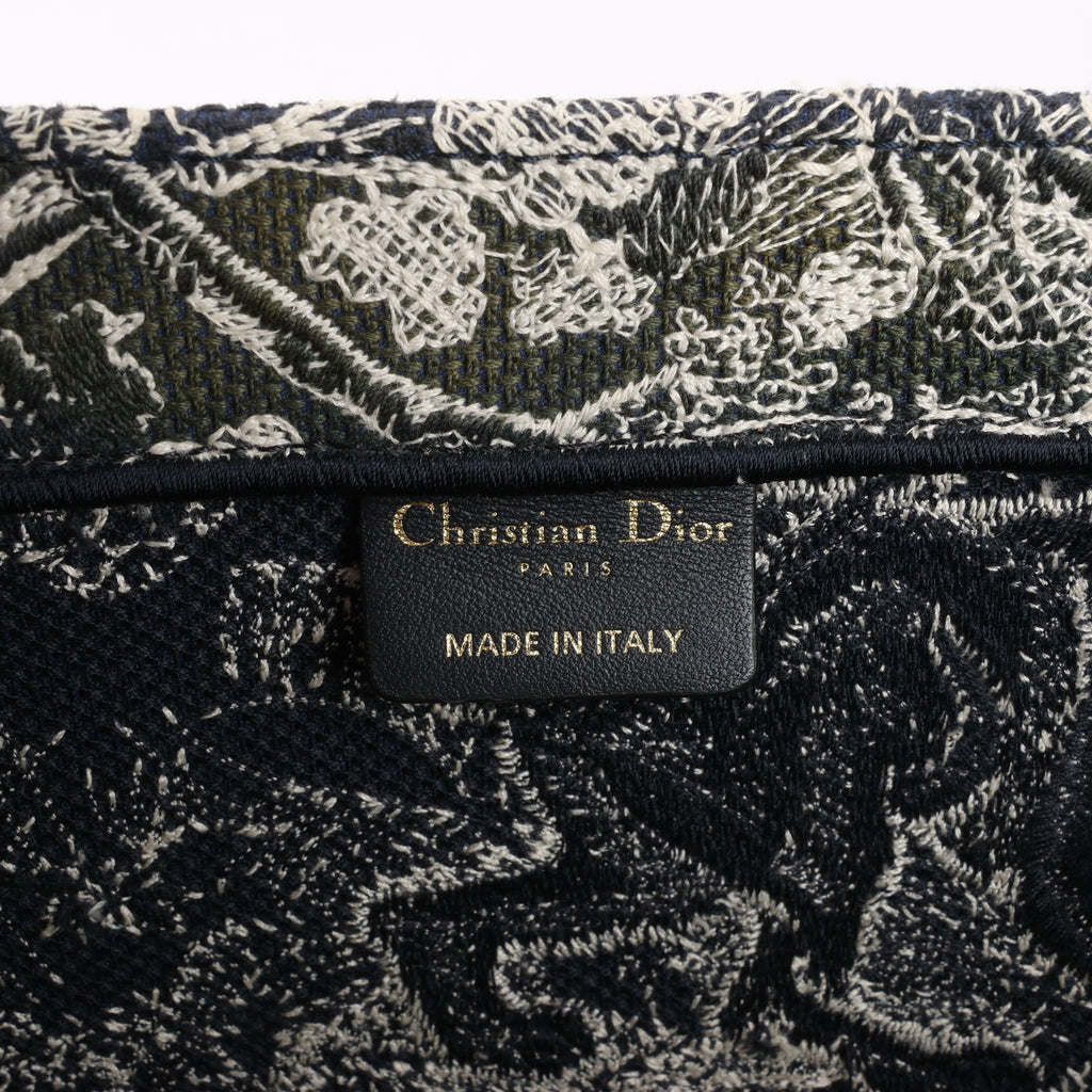 Dior Toile Doo JUY Embroidery Book Large Canvas Tote Bag in Navy Blue