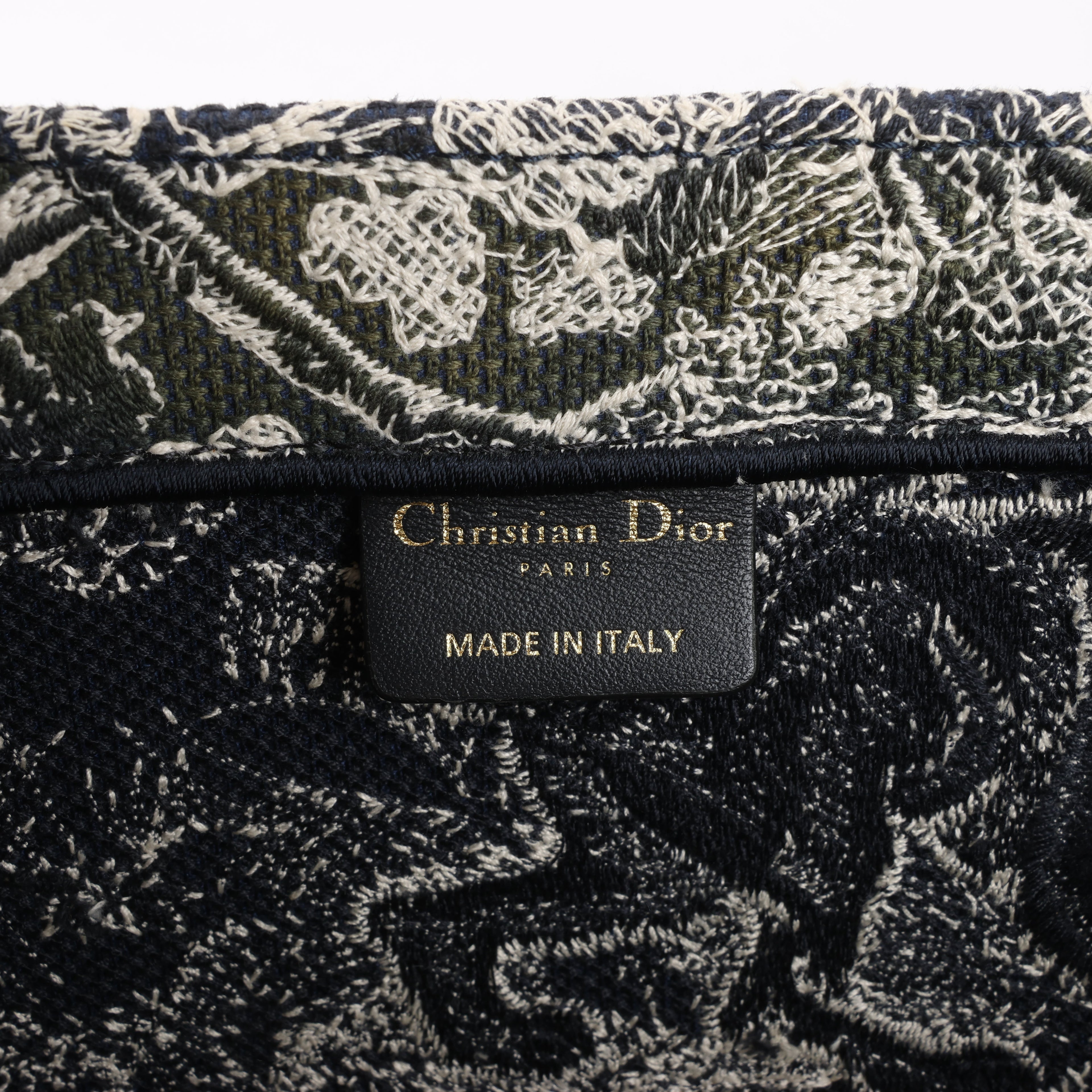 Dior Toile Doo JUY Embroidery Book Large Canvas Tote Bag in Navy Blue