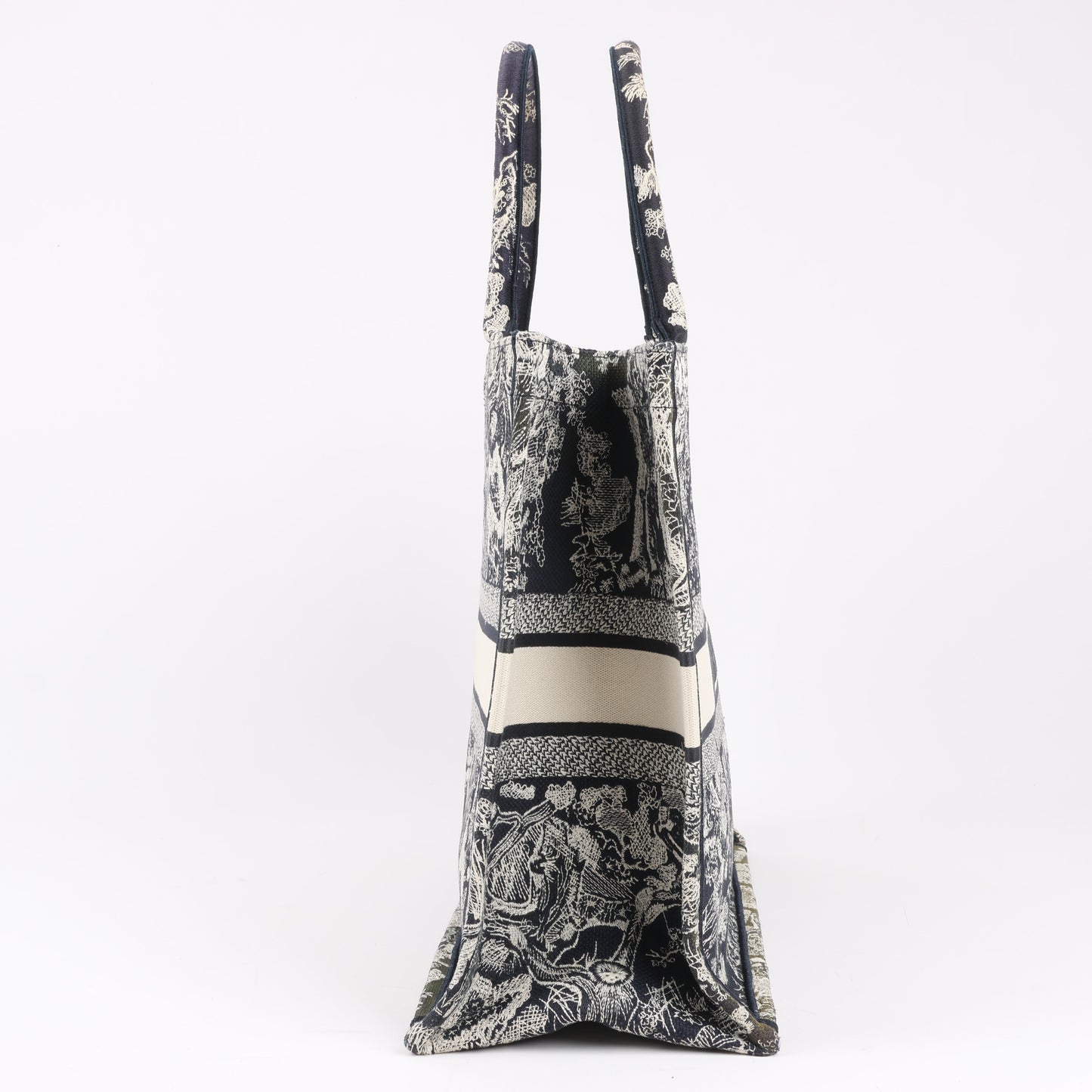 Dior Toile Doo JUY Embroidery Book Large Canvas Tote Bag in Navy Blue