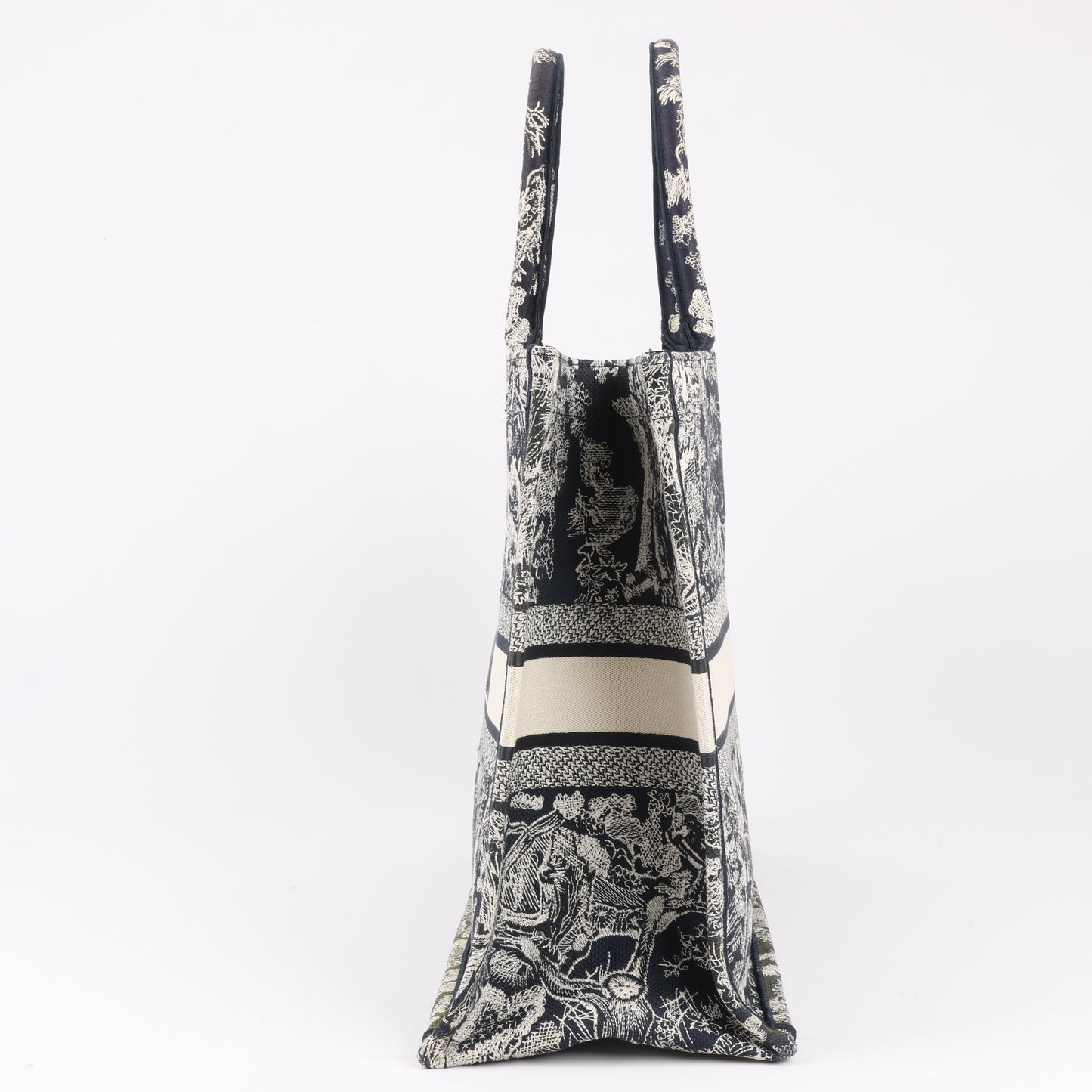 Dior Toile Doo JUY Embroidery Book Large Canvas Tote Bag in Navy Blue