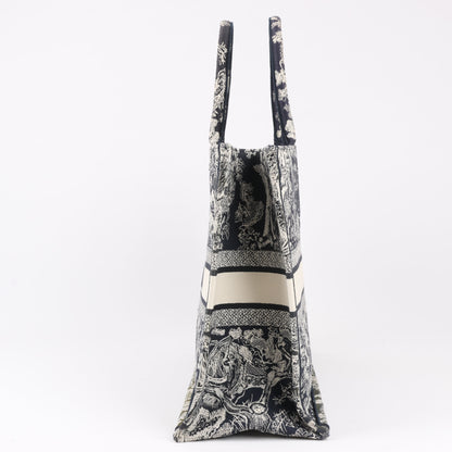 Dior Toile Doo JUY Embroidery Book Large Canvas Tote Bag in Navy Blue