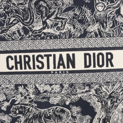 Christian Dior Toile Doo JUY Embroidery Book Large Canvas Tote Bag in Navy Blue
