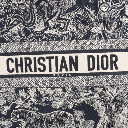 Christian Dior Toile Doo JUY Embroidery Book Large Canvas Tote Bag in Navy Blue