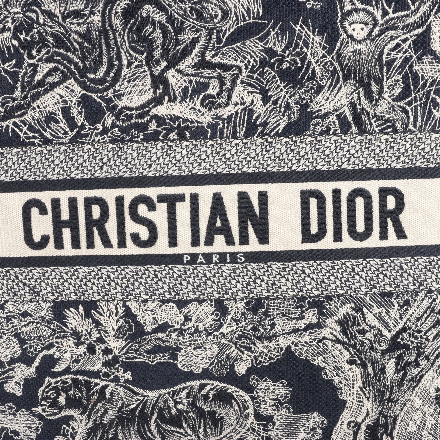 Dior Toile Doo JUY Embroidery Book Large Canvas Tote Bag in Navy Blue