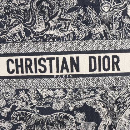 Dior Toile Doo JUY Embroidery Book Large Canvas Tote Bag in Navy Blue