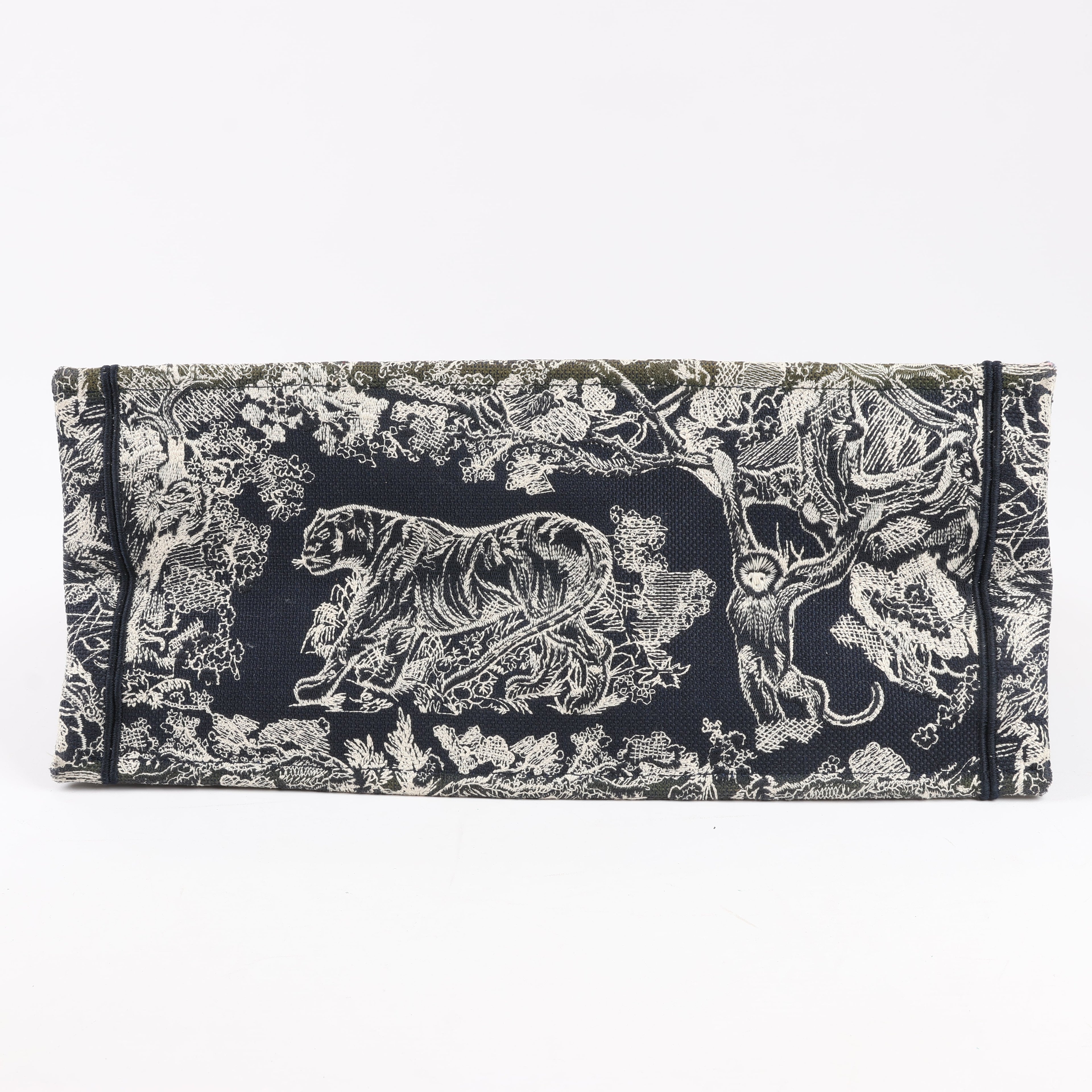Dior Toile Doo JUY Embroidery Book Large Canvas Tote Bag in Navy Blue