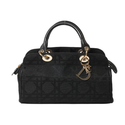 Christian Dior – Macros Cannage Coating Canvas-Handtasche in Schwarz