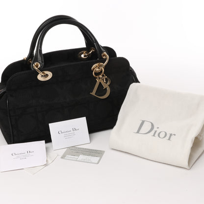 Christian Dior – Macros Cannage Coating Canvas-Handtasche in Schwarz