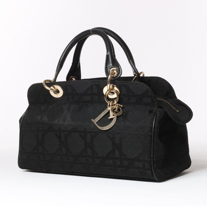 Christian Dior – Macros Cannage Coating Canvas-Handtasche in Schwarz