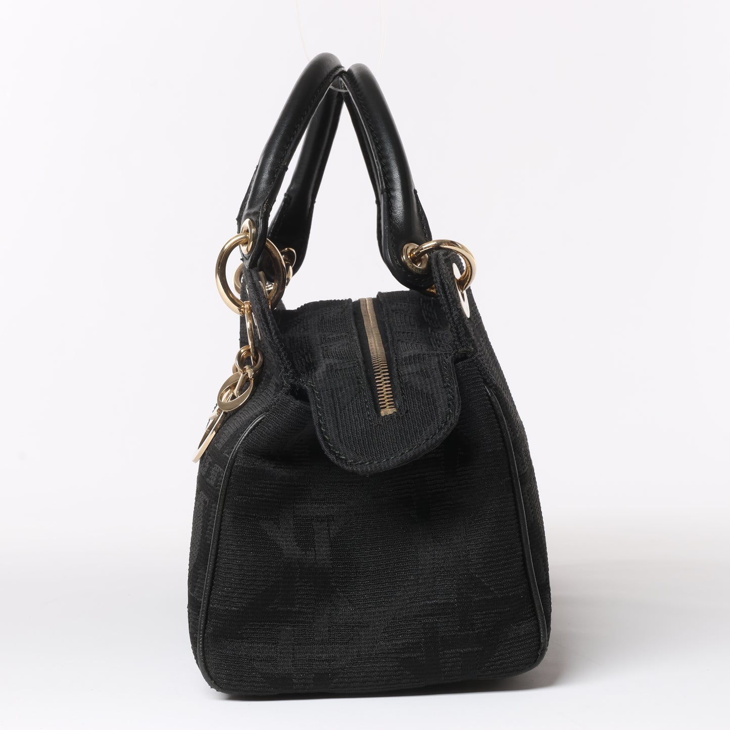 Christian Dior – Macros Cannage Coating Canvas-Handtasche in Schwarz