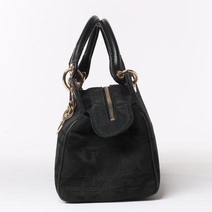 Christian Dior – Macros Cannage Coating Canvas-Handtasche in Schwarz
