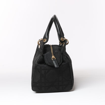 Christian Dior – Macros Cannage Coating Canvas-Handtasche in Schwarz