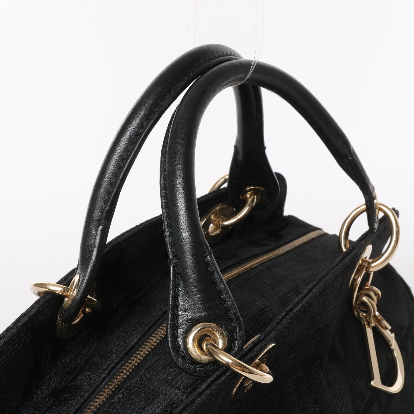 Christian Dior – Macros Cannage Coating Canvas-Handtasche in Schwarz
