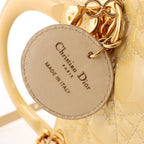Dior Lady Dior Patent Leather Cannage Large 2Way Handbag in Yellow