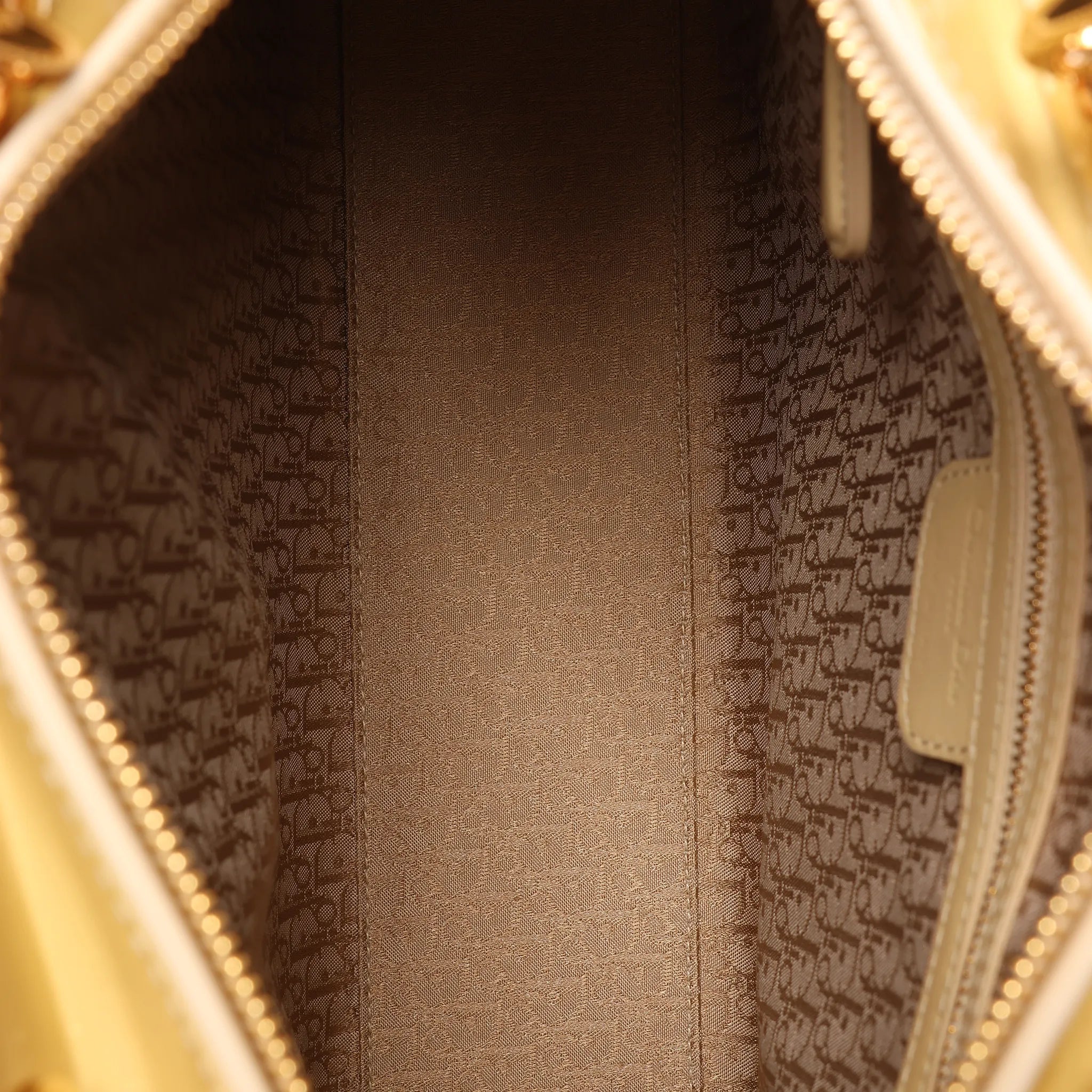 Dior Lady Dior Patent Leather Cannage Large 2Way Handbag in Yellow