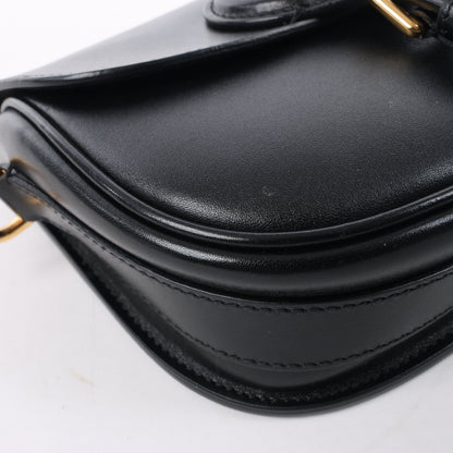 Petit sac bandoulière à rabat en cuir de veau Dior Bobby noir