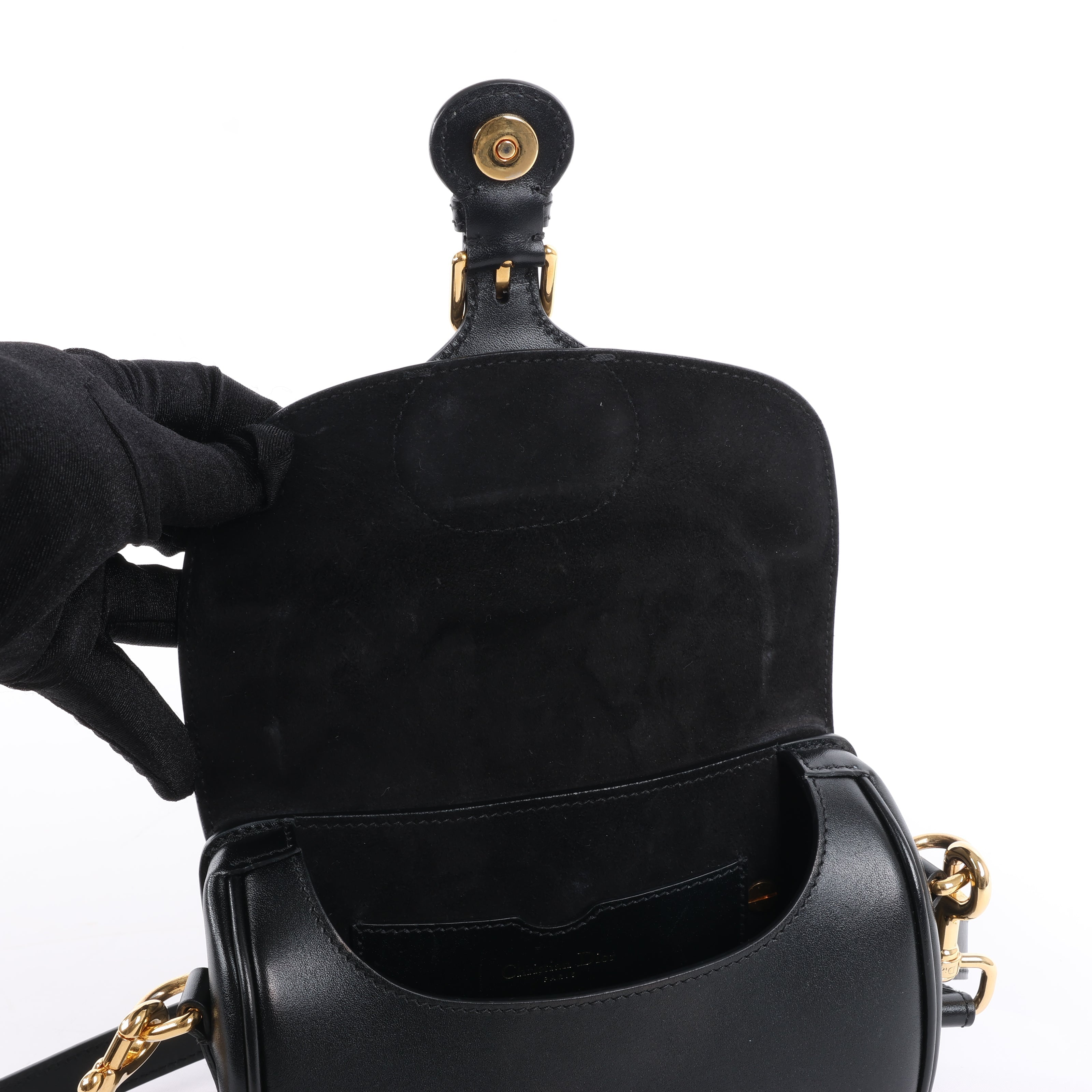 Dior Bobby Small Calfskin Flap Shoulder Bag in Black