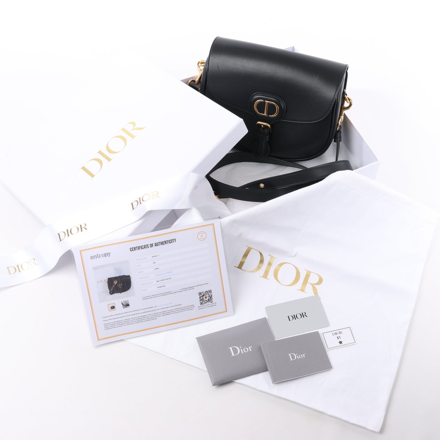 Christian Dior Bobby Medium Calfskin Flap Shoulder Bag in Black