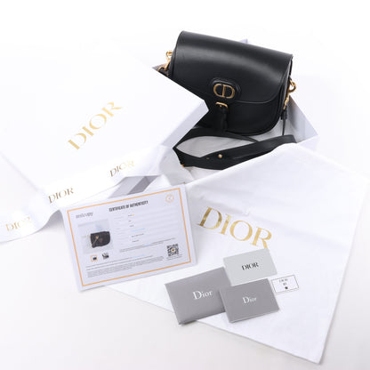Christian Dior Bobby Medium Calfskin Flap Shoulder Bag in Black