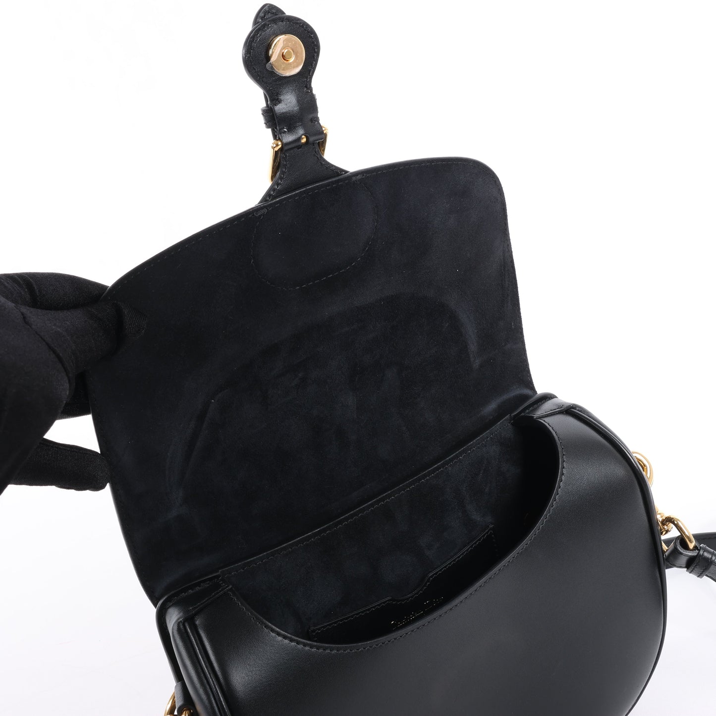 Christian Dior Bobby Medium Calfskin Flap Shoulder Bag in Black