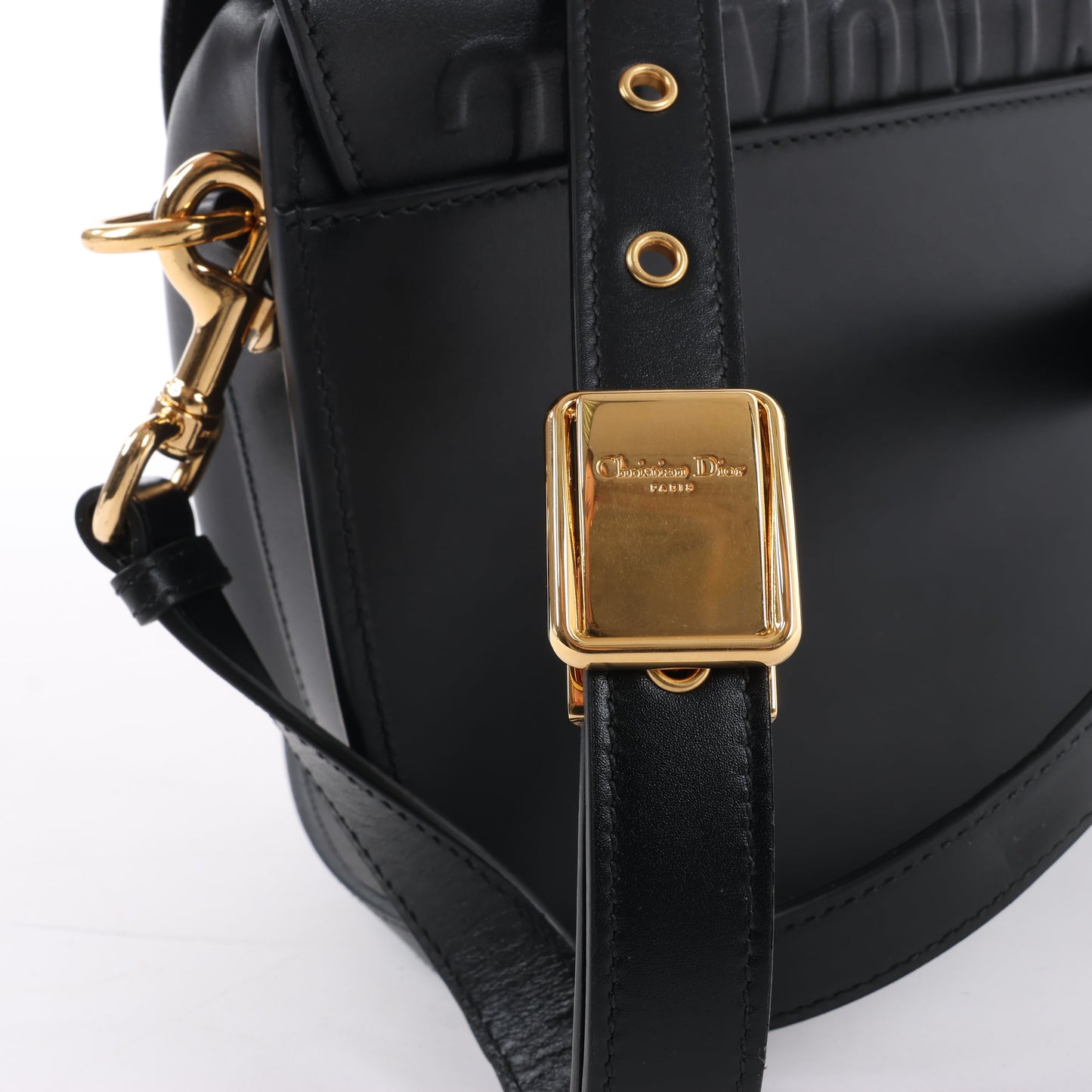 Christian Dior Bobby Medium Calfskin Flap Shoulder Bag in Black