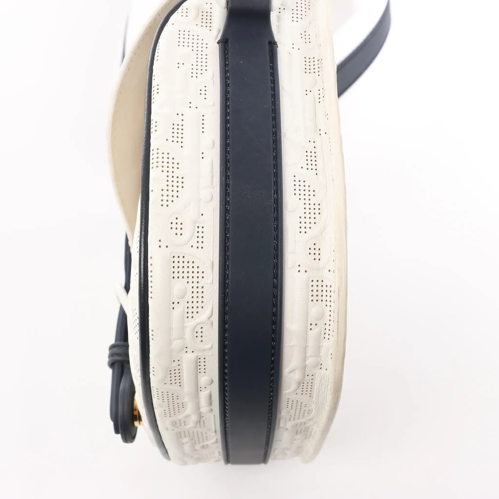 Dior Bobby Small Oblique Leather Crossbody Bag in White x Navy Blue