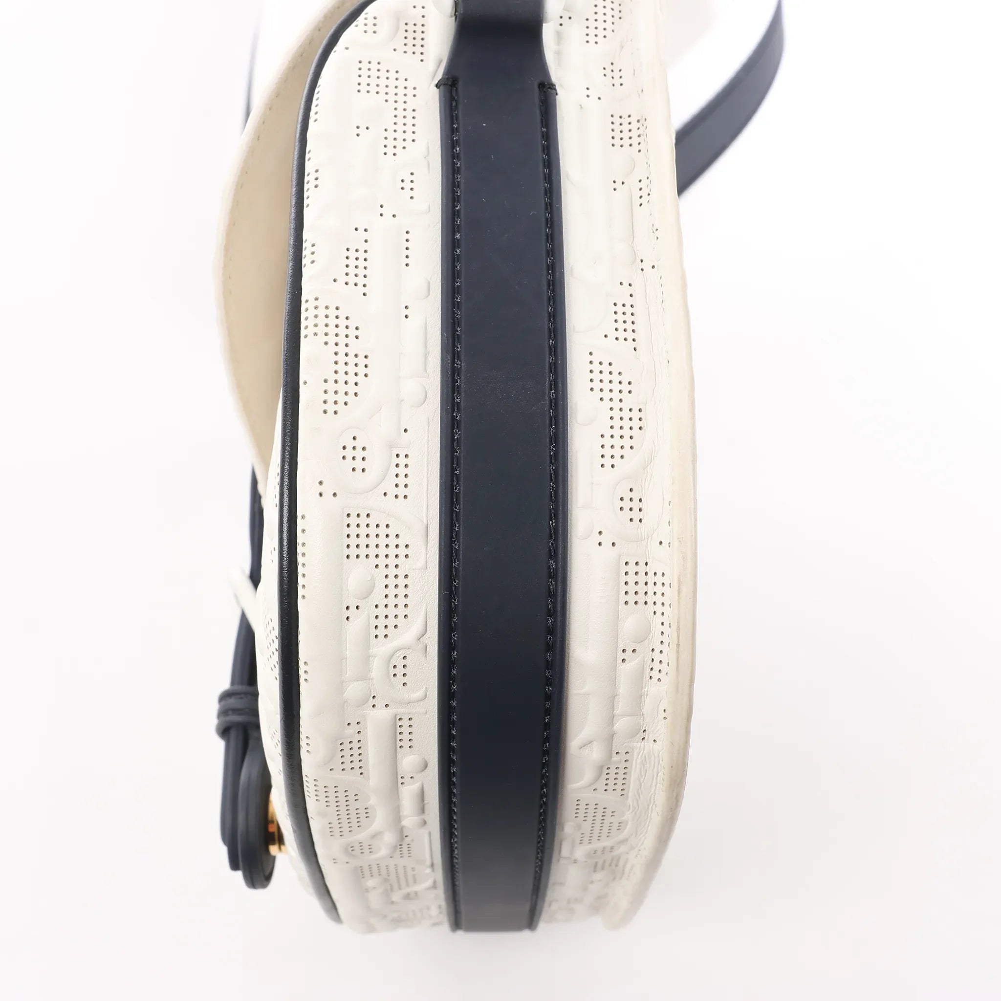 Dior Bobby Small Oblique Leather Crossbody Bag in White x Navy Blue