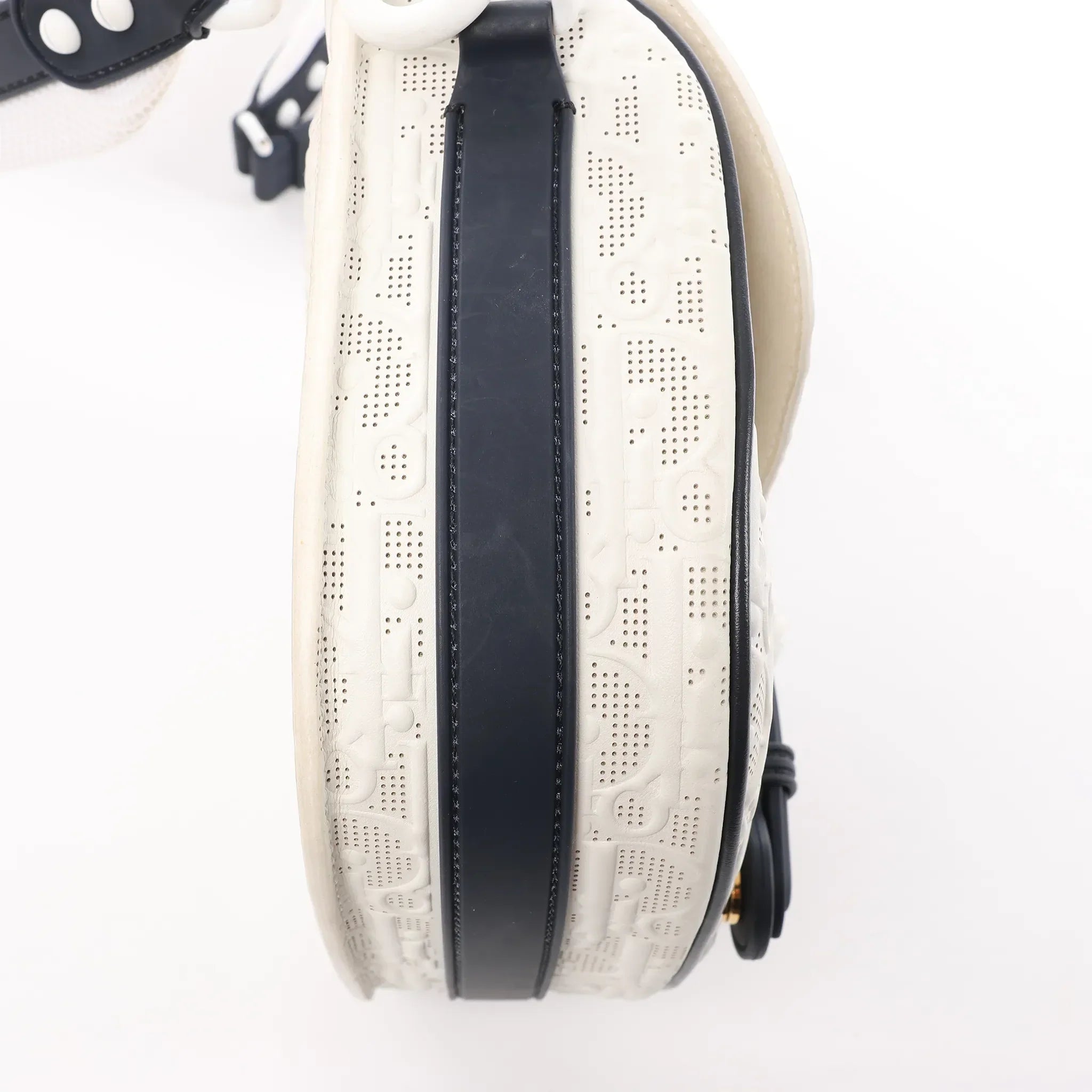 Dior Bobby Small Oblique Leather Crossbody Bag in White x Navy Blue