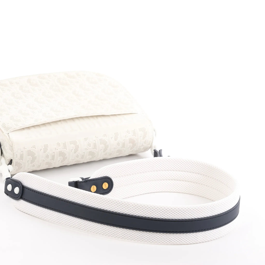 Dior Bobby Small Oblique Leather Crossbody Bag in White x Navy Blue