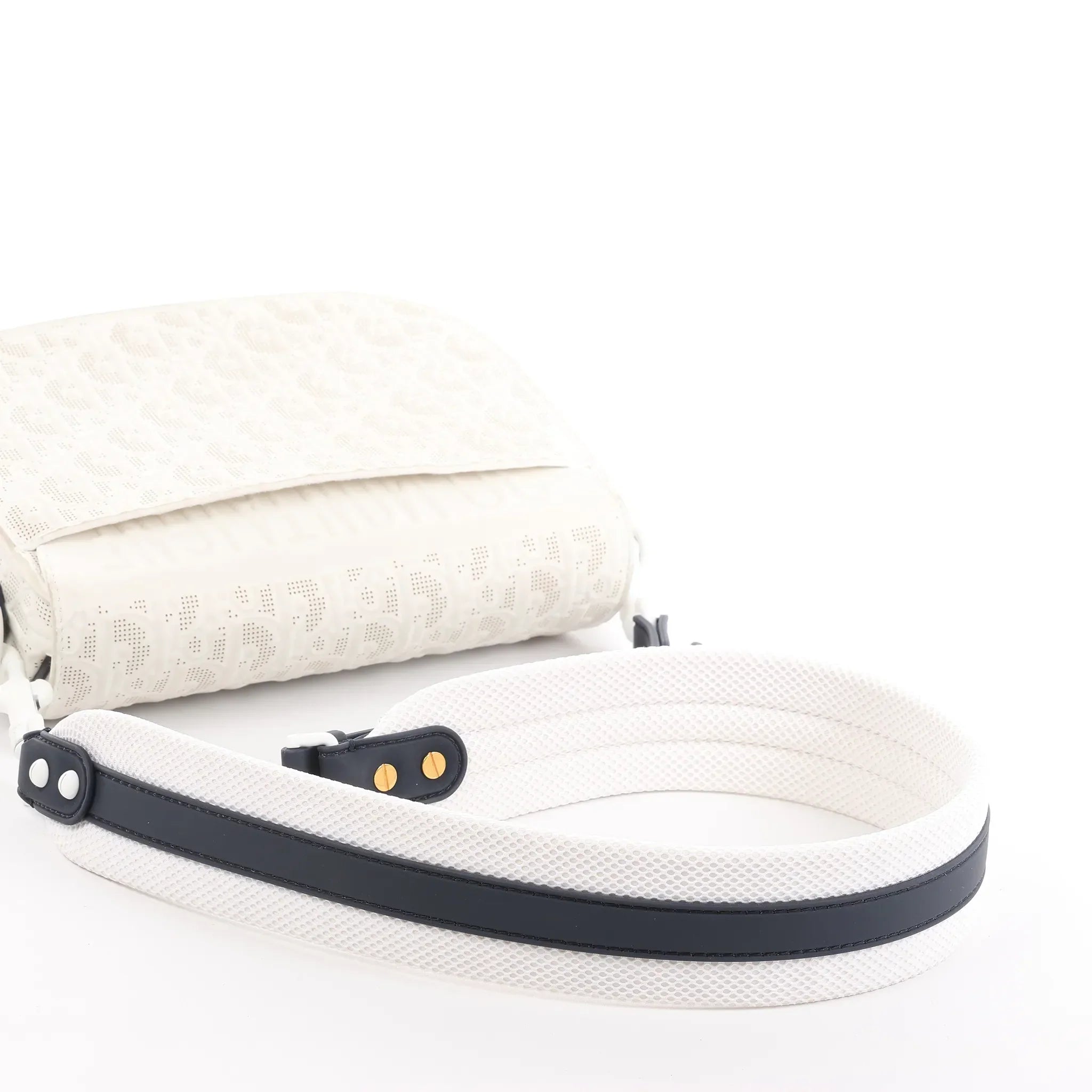 Dior Bobby Small Oblique Leather Crossbody Bag in White x Navy Blue