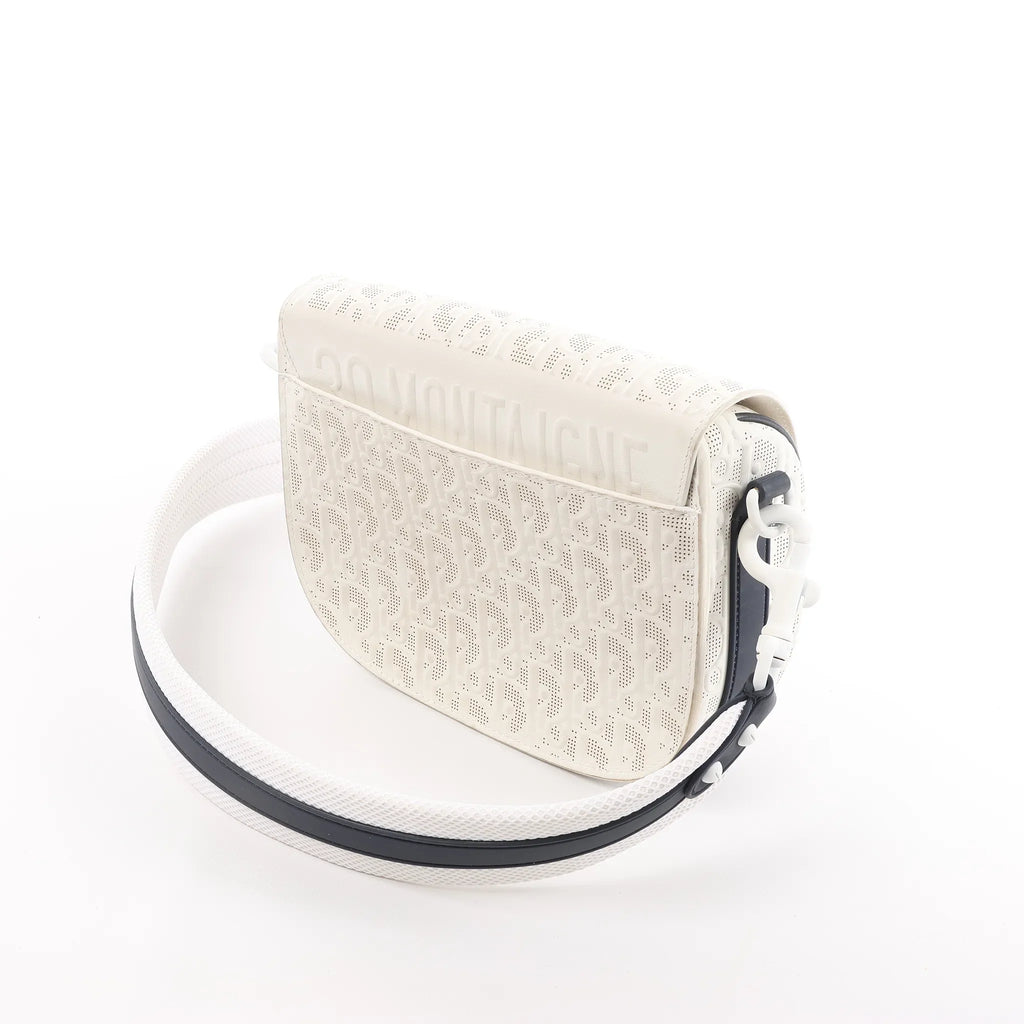 Dior Bobby Small Oblique Leather Crossbody Bag in White x Navy Blue