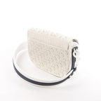 Dior Bobby Small Oblique Leather Crossbody Bag in White x Navy Blue