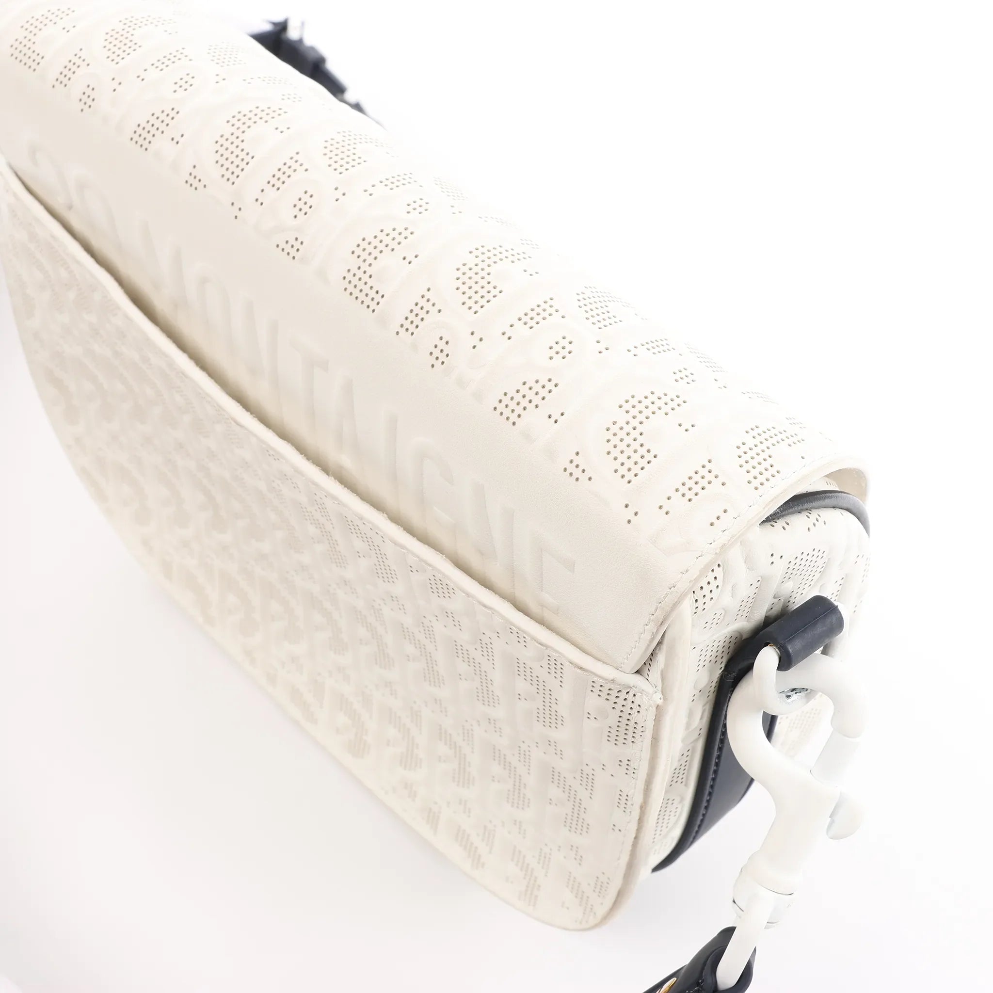 Dior Bobby Small Oblique Leather Crossbody Bag in White x Navy Blue