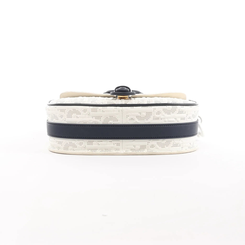 Dior Bobby Small Oblique Leather Crossbody Bag in White x Navy Blue