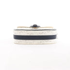 Dior Bobby Small Oblique Leather Crossbody Bag in White x Navy Blue