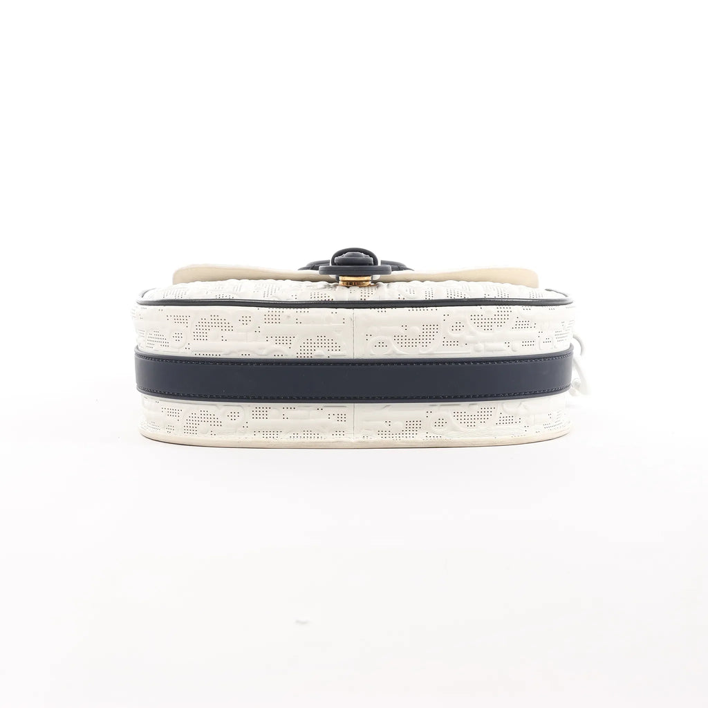 Dior Bobby Small Oblique Leather Crossbody Bag in White x Navy Blue