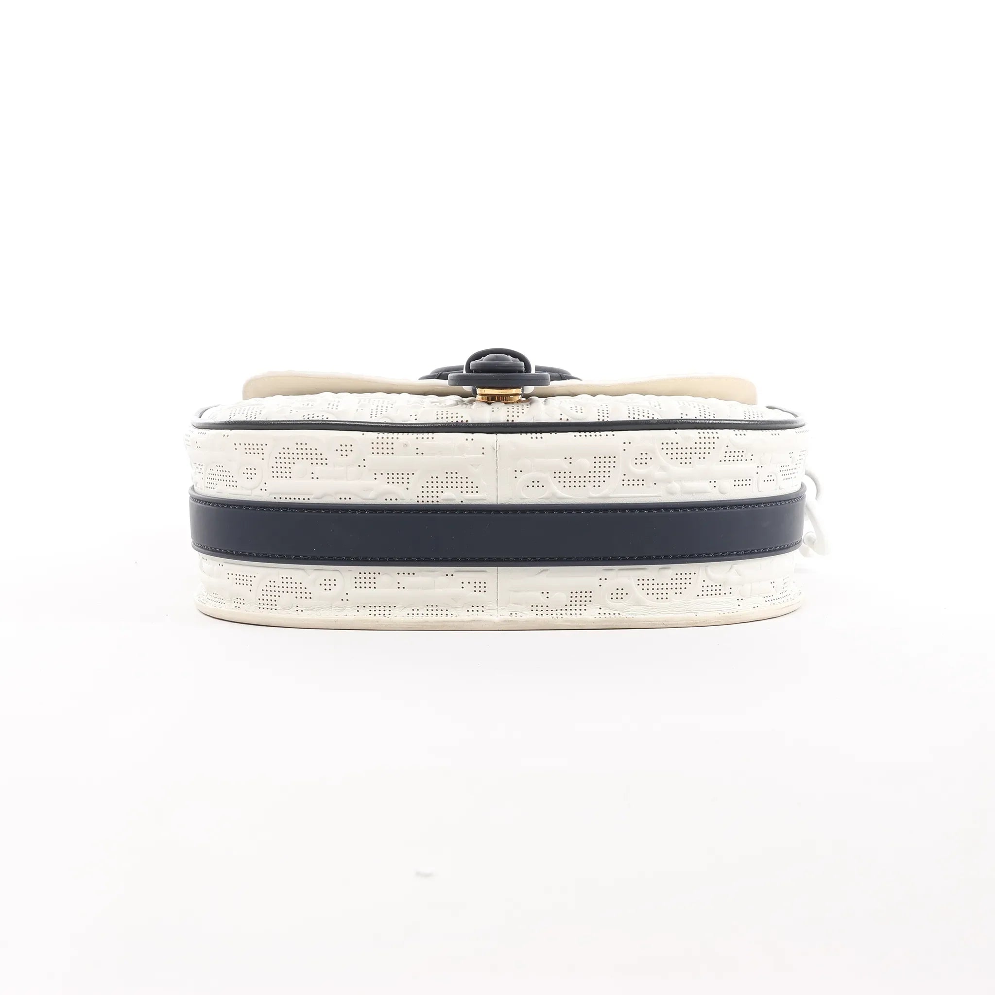 Dior Bobby Small Oblique Leather Crossbody Bag in White x Navy Blue