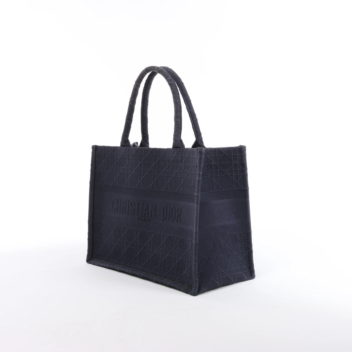 Bolso de hombro grande de lona Dior Book Tote en negro y blanco