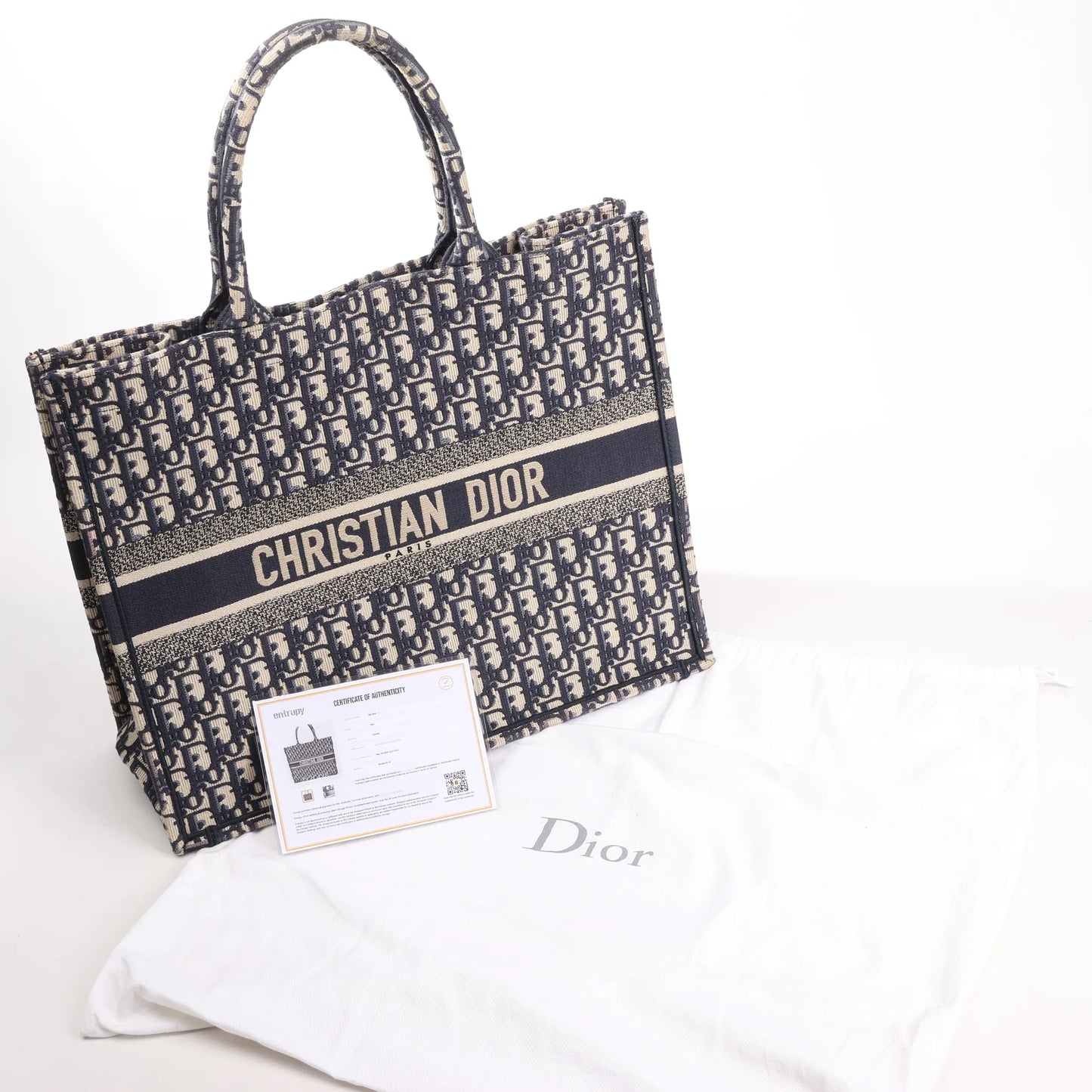 Dior Book Tote Large Oblique Canvas Shoulder Bag in Navy Blue