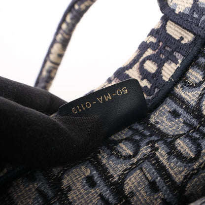 Dior Book Tote Large Oblique Canvas Shoulder Bag in Navy Blue