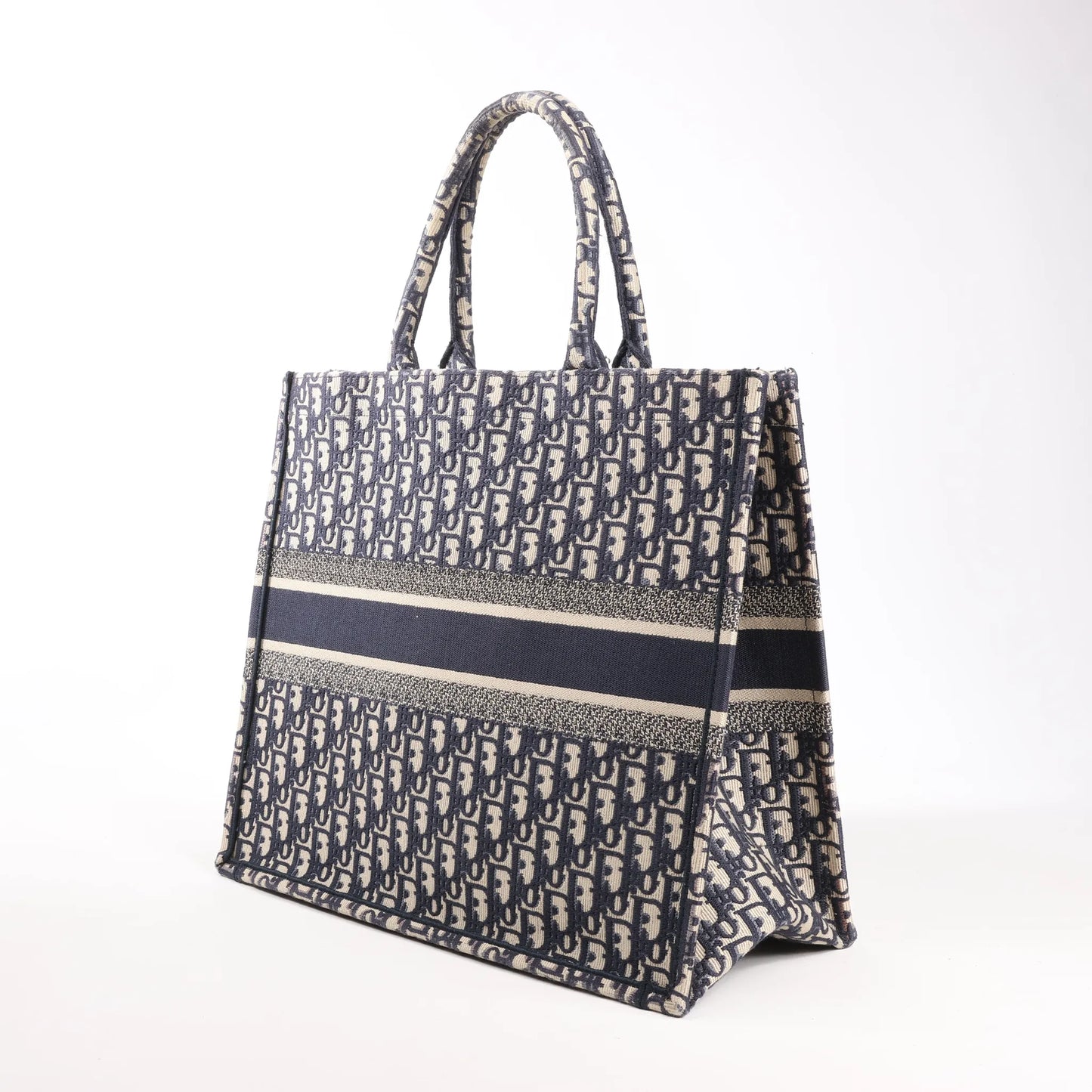 Dior Book Tote Large Oblique Canvas Shoulder Bag in Navy Blue