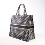 Dior Book Tote Large Oblique Canvas Shoulder Bag in Navy Blue