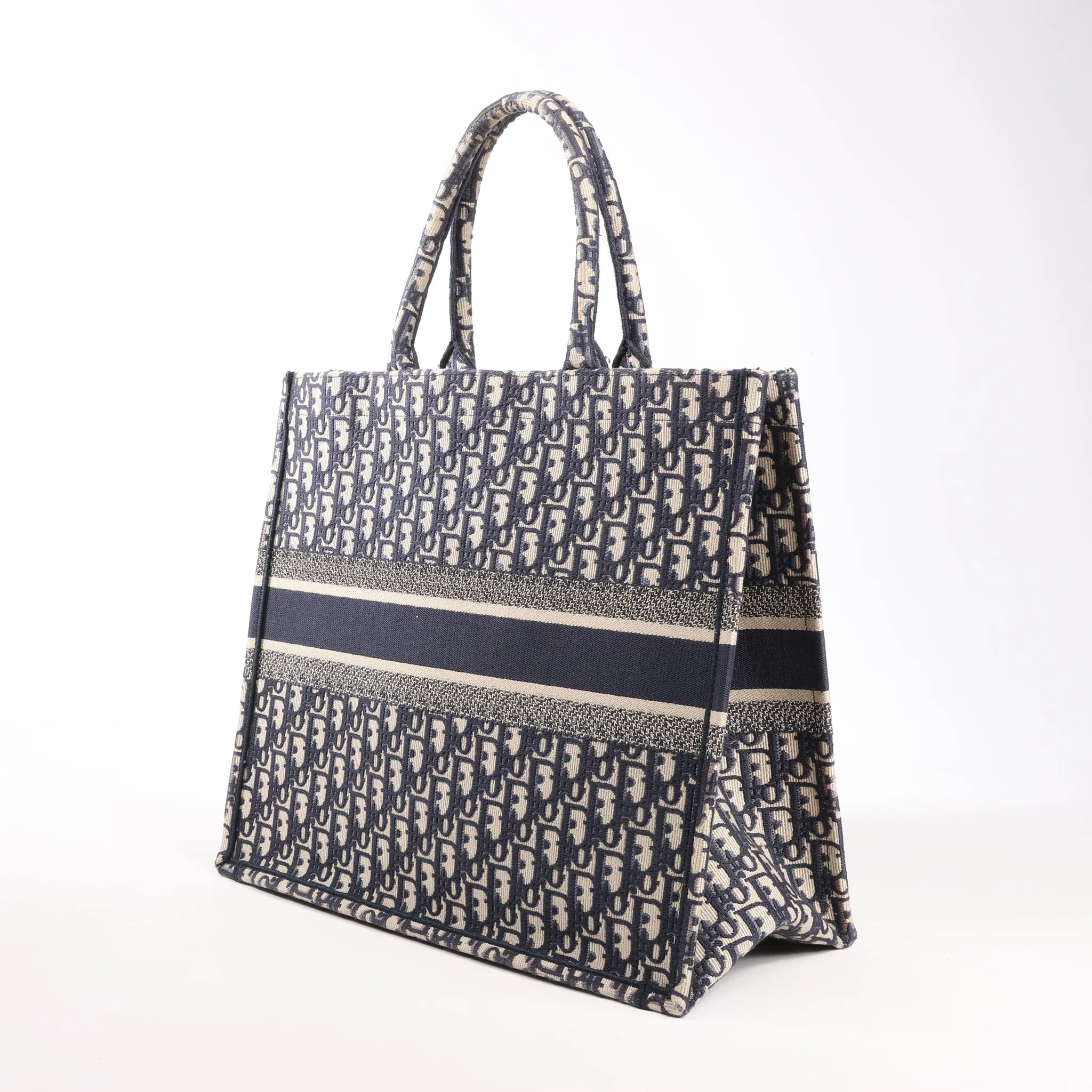 Dior Book Tote Large Oblique Canvas Shoulder Bag in Navy Blue