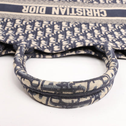 Dior Book Tote Large Oblique Canvas Shoulder Bag in Navy Blue
