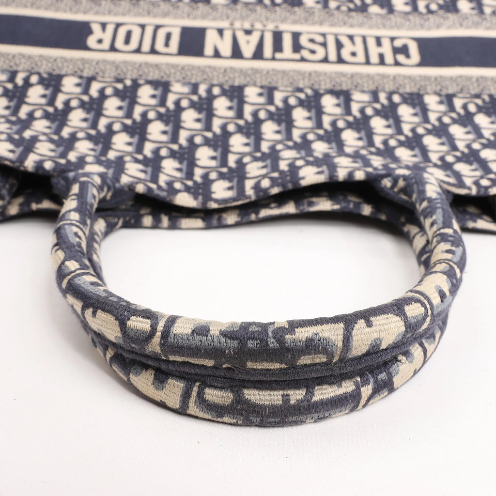 Dior Book Tote Large Oblique Canvas Shoulder Bag in Navy Blue
